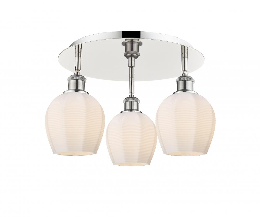 Norfolk - 3 Light - 18 inch - Polished Nickel - Semi-Flush Mount