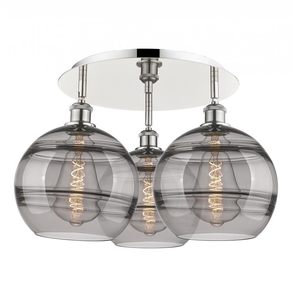 Rochester - 3 Light - 22 inch - Polished Nickel - Semi-Flush Mount