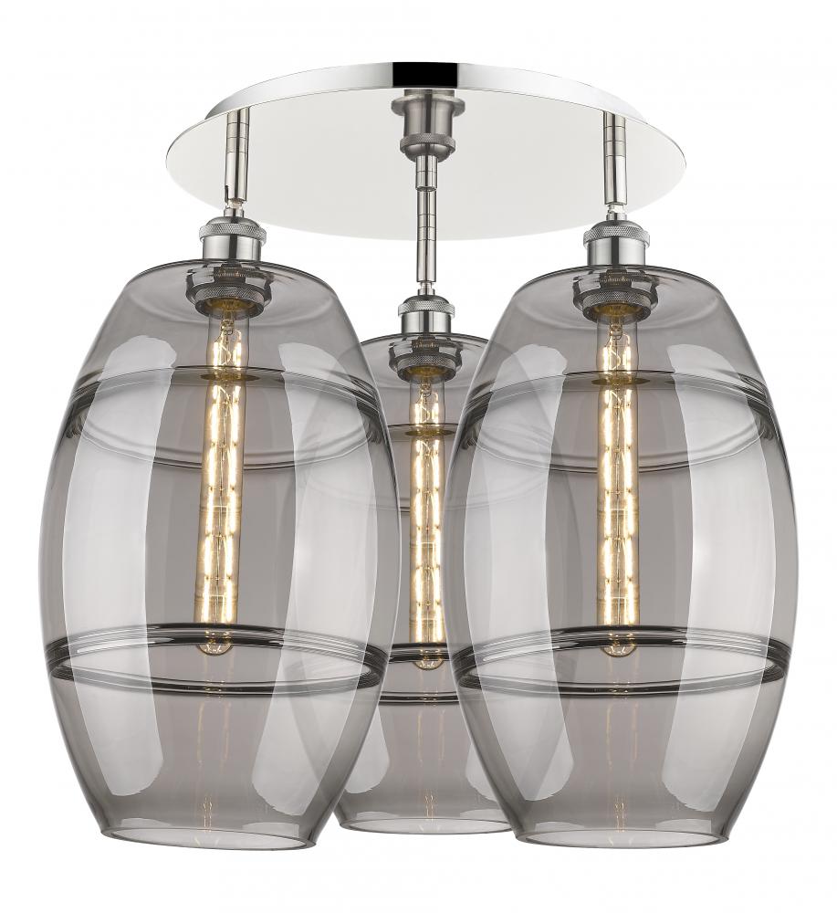 Vaz - 3 Light - 22 inch - Polished Nickel - Semi-Flush Mount