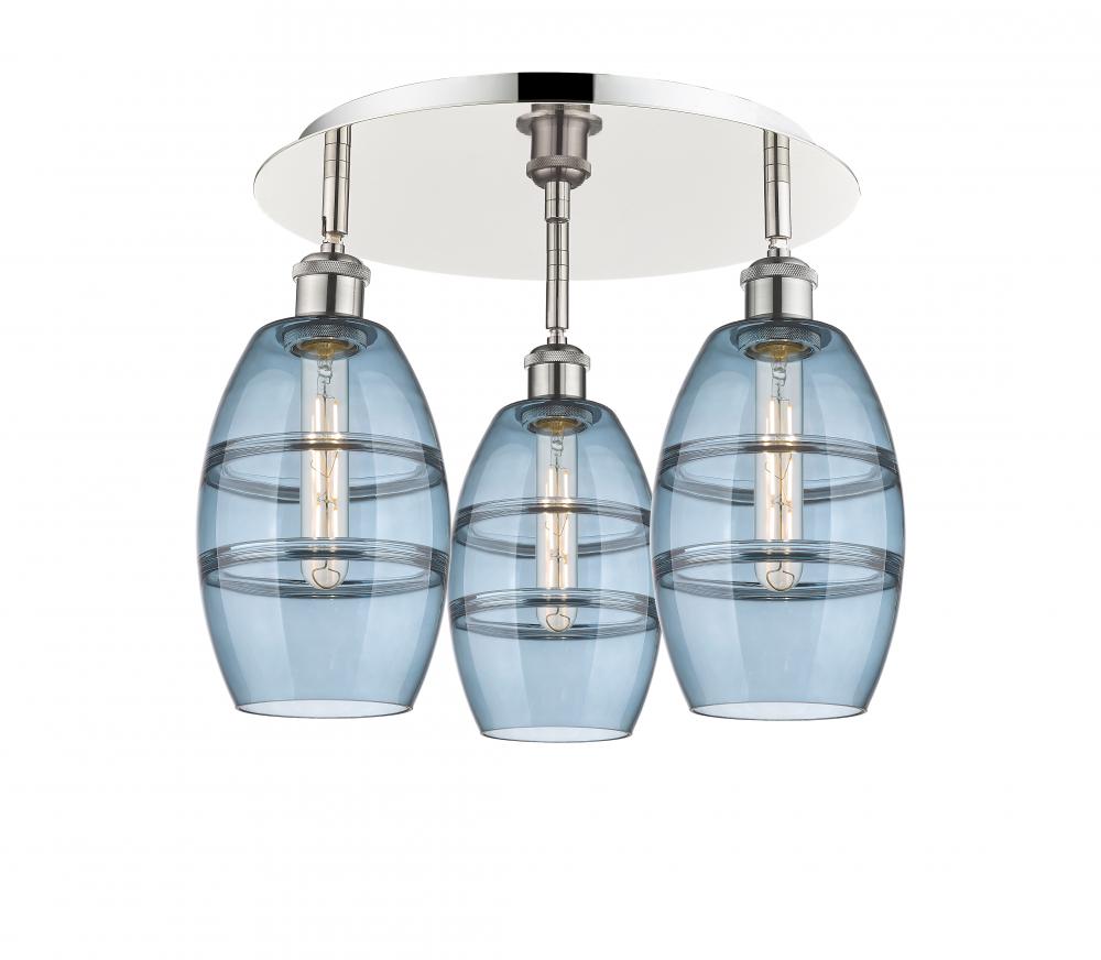 Vaz - 3 Light - 18 inch - Polished Nickel - Semi-Flush Mount