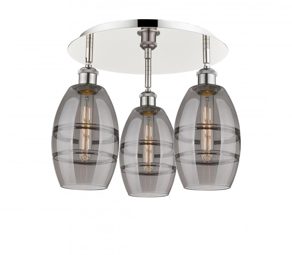 Vaz - 3 Light - 18 inch - Polished Nickel - Semi-Flush Mount