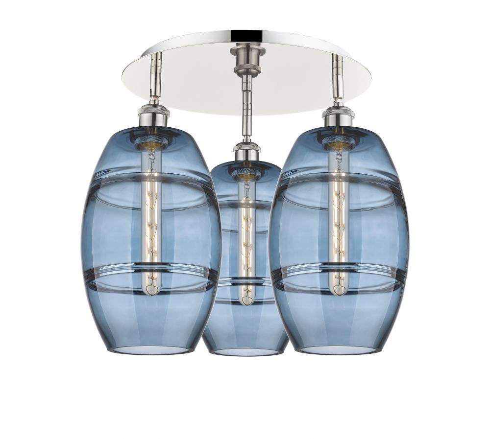 Vaz - 3 Light - 20 inch - Polished Nickel - Semi-Flush Mount