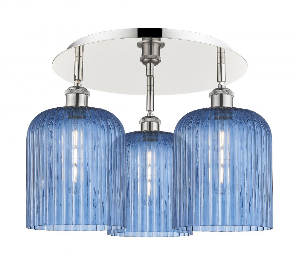 Bridal Veil - 3 Light - 17 inch - Polished Nickel - Semi-Flush Mount