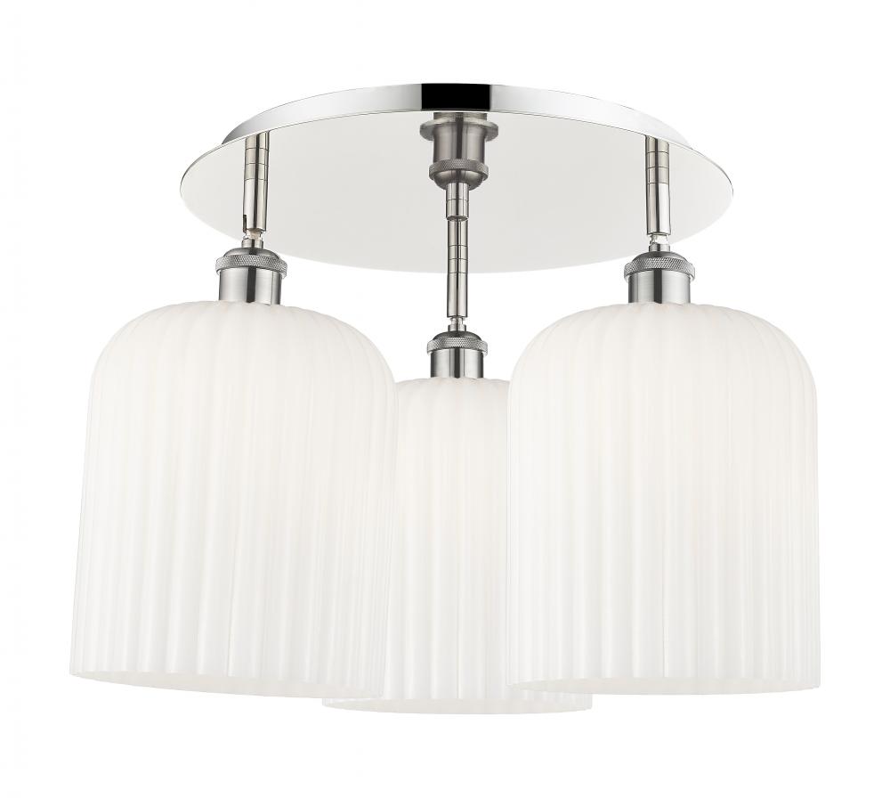 Bridal Veil - 3 Light - 17 inch - Polished Nickel - Semi-Flush Mount