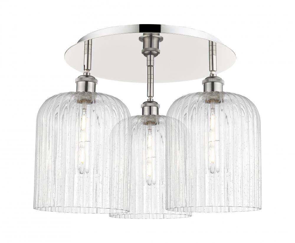 Bridal Veil - 3 Light - 17 inch - Polished Nickel - Semi-Flush Mount