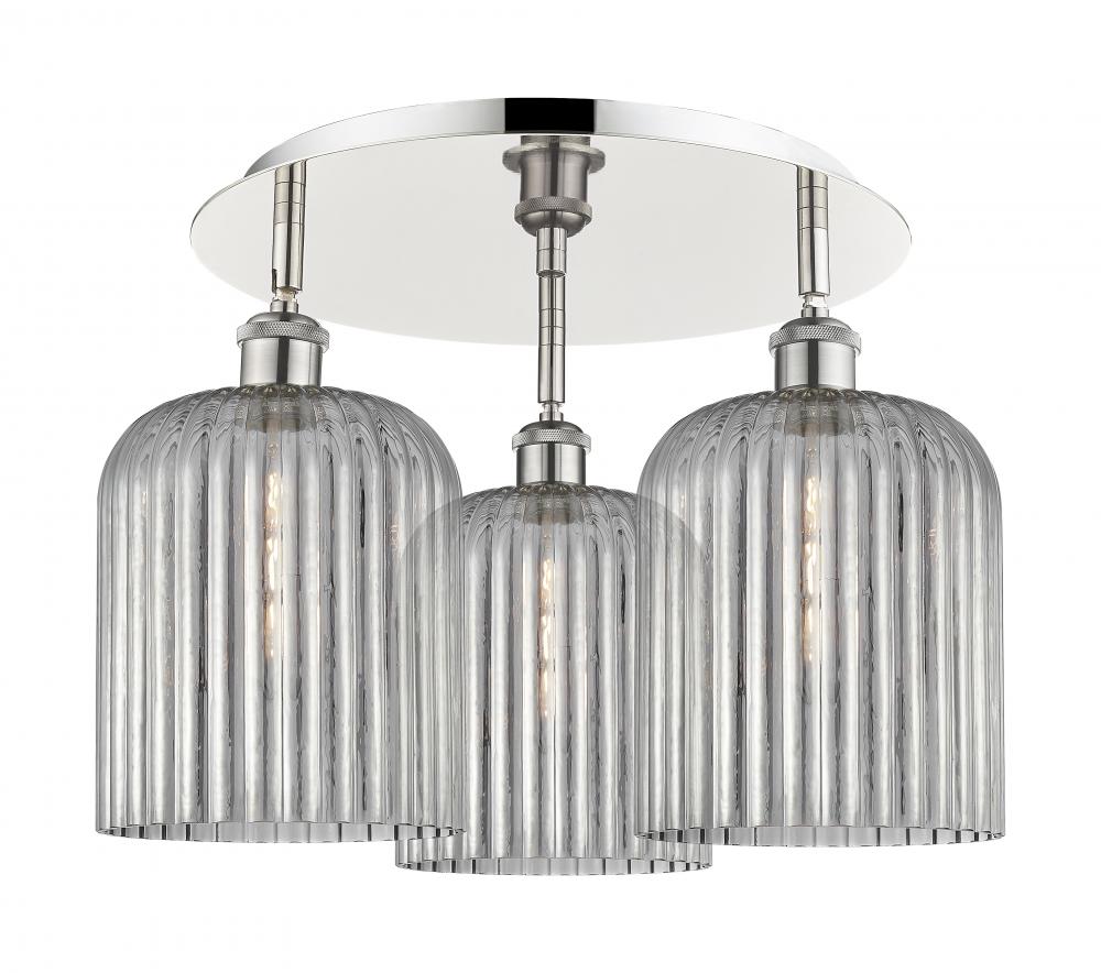 Bridal Veil - 3 Light - 17 inch - Polished Nickel - Semi-Flush Mount