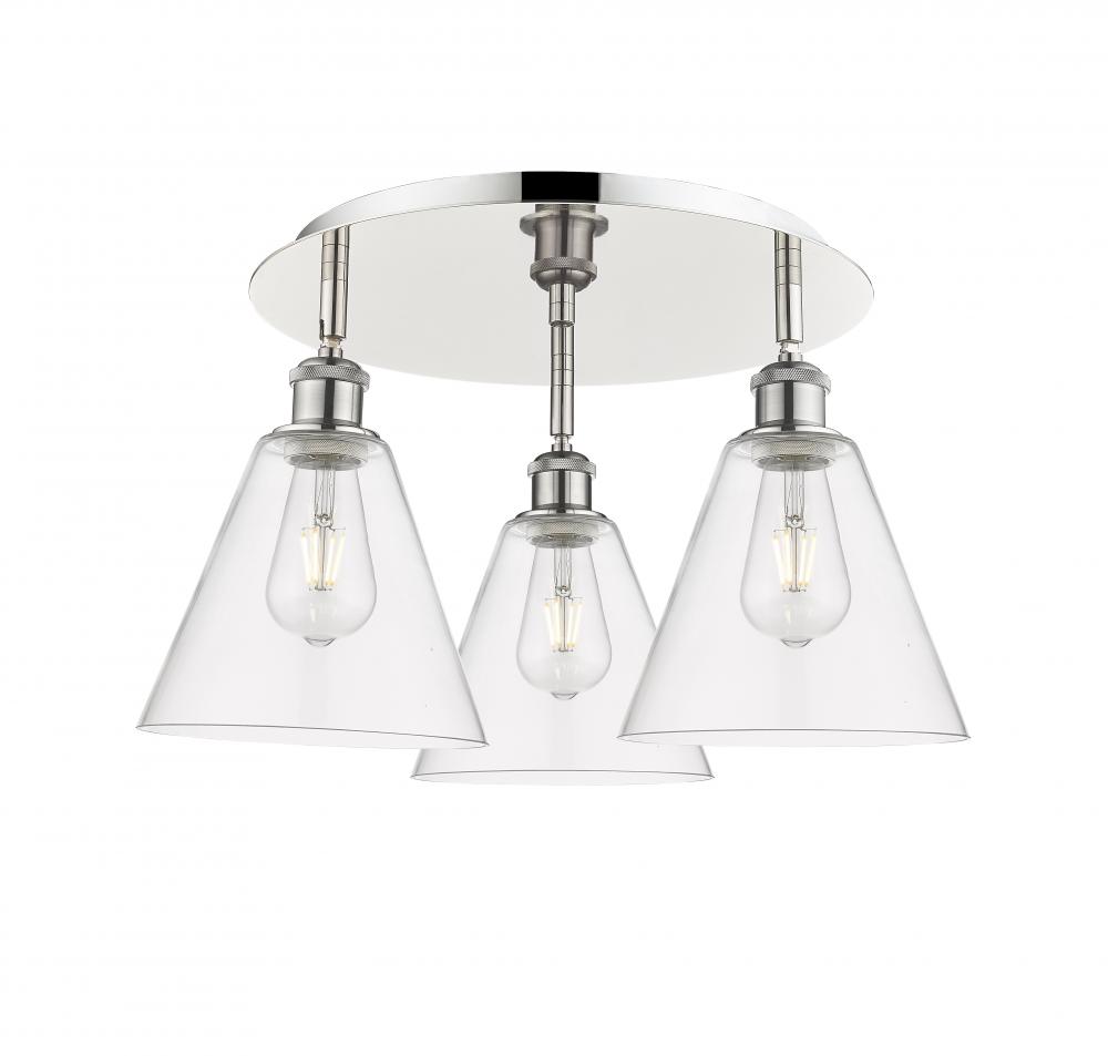 Berkshire - 3 Light - 20 inch - Polished Nickel - Semi-Flush Mount