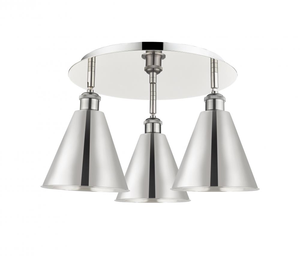 Berkshire - 3 Light - 20 inch - Polished Nickel - Semi-Flush Mount