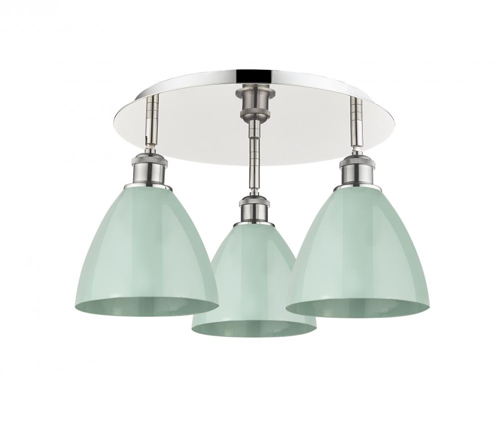 Plymouth - 3 Light - 19 inch - Polished Nickel - Semi-Flush Mount