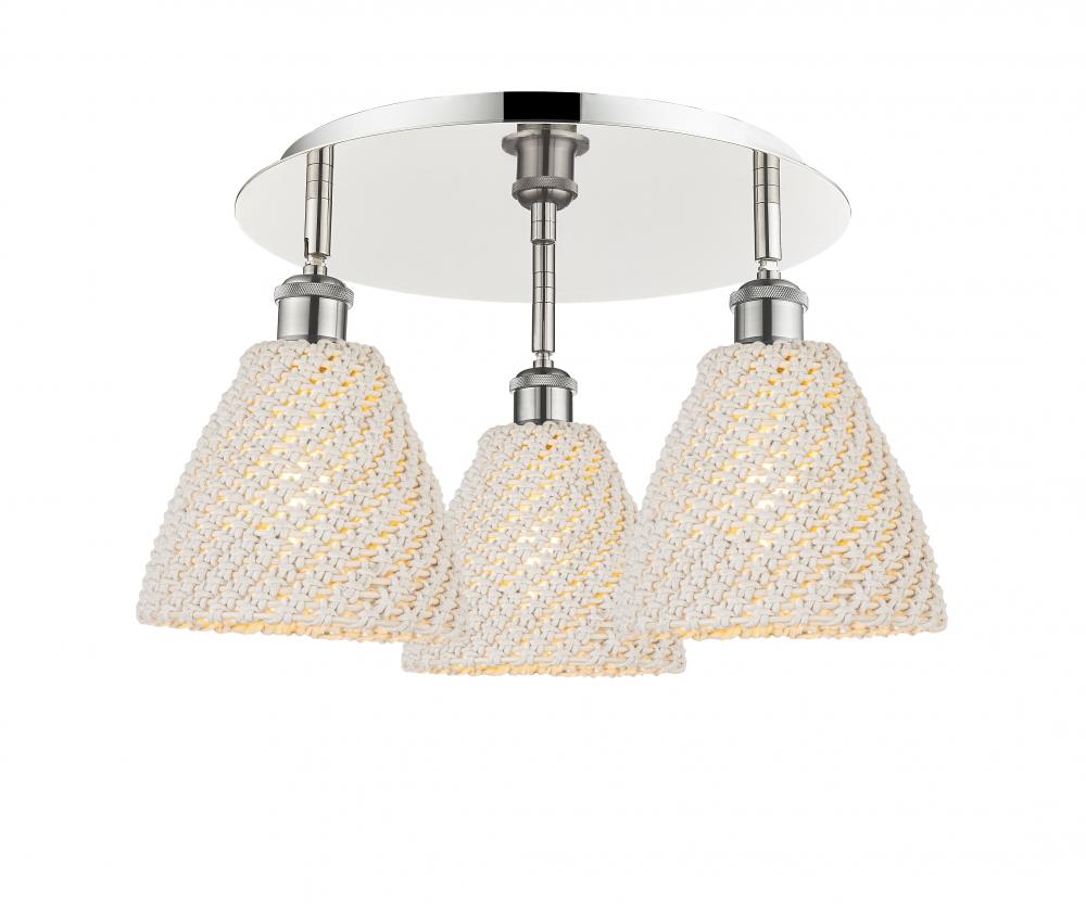 Bristol Natural - 3 Light - 6 inch - Polished Nickel - Semi-Flush Mount