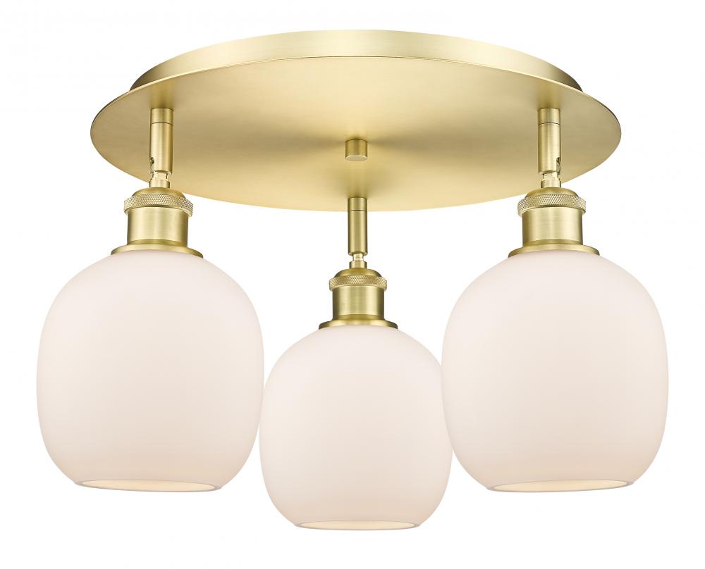 Belfast - 3 Light - 18 inch - Satin Gold - Semi-Flush Mount