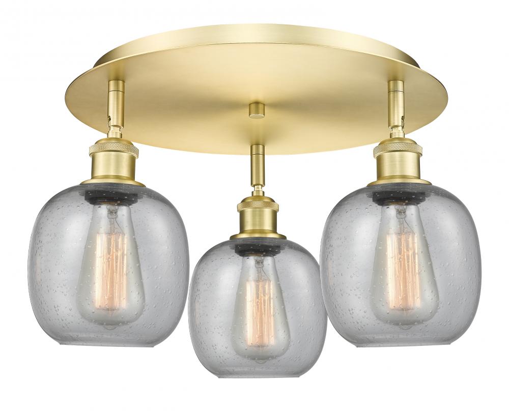 Belfast - 3 Light - 18 inch - Satin Gold - Semi-Flush Mount