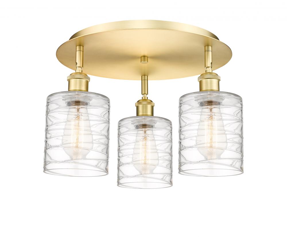 Cobbleskill - 3 Light - 17 inch - Satin Gold - Semi-Flush Mount