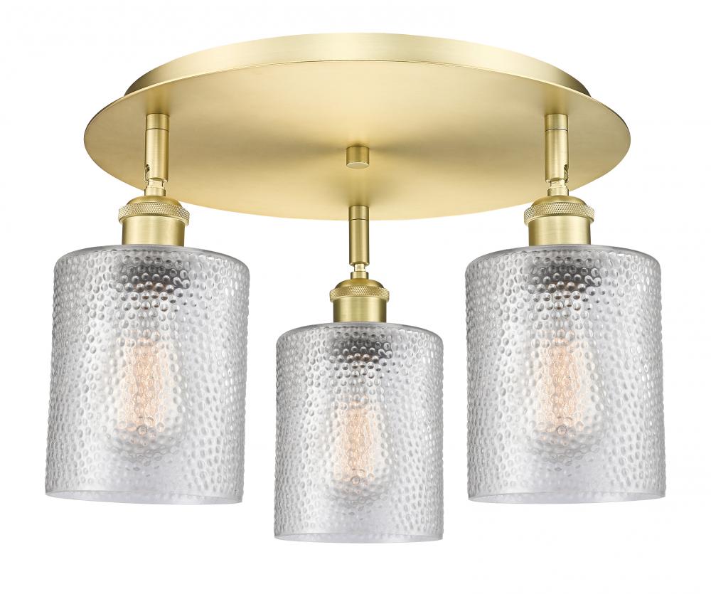 Cobbleskill - 3 Light - 17 inch - Satin Gold - Semi-Flush Mount