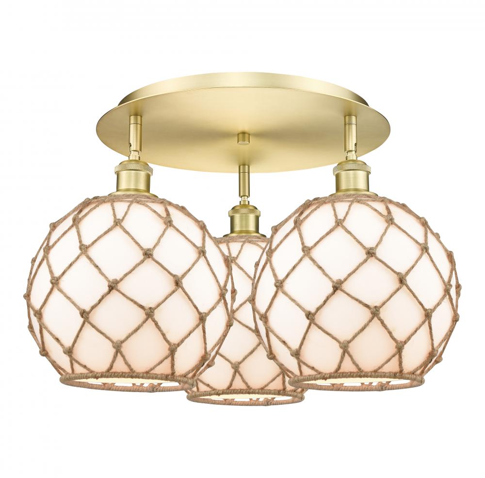 Farmhouse Rope - 3 Light - 22 inch - Satin Gold - Semi-Flush Mount