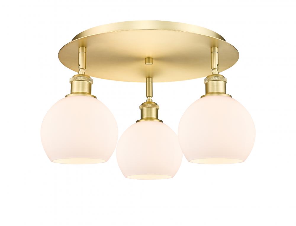Athens - 3 Light - 18 inch - Satin Gold - Semi-Flush Mount