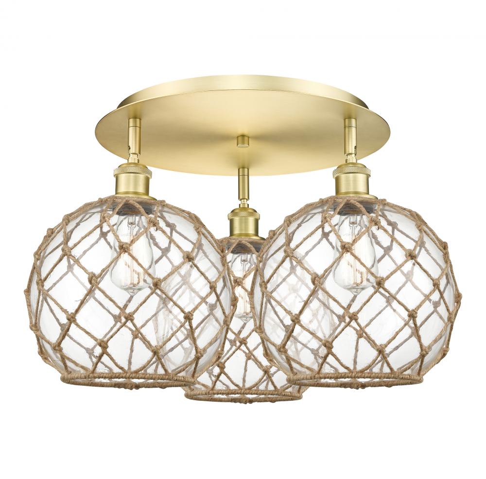 Farmhouse Rope - 3 Light - 22 inch - Satin Gold - Semi-Flush Mount