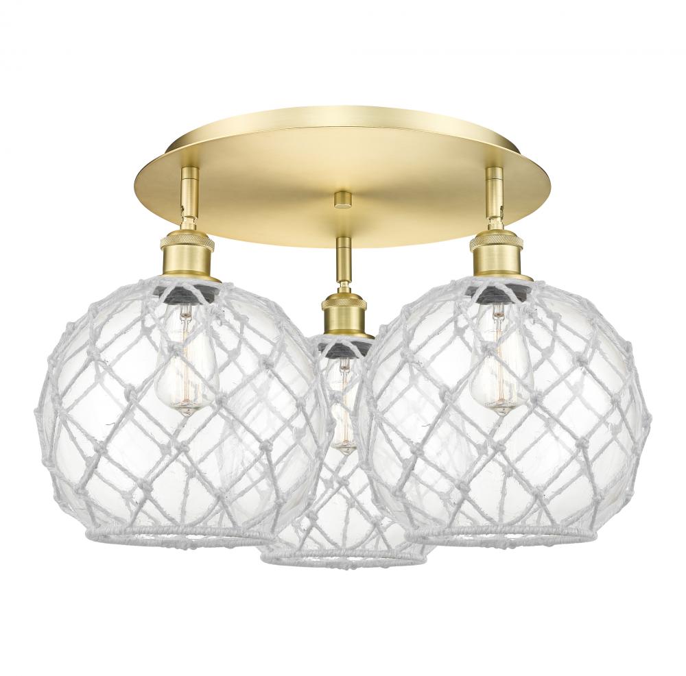 Farmhouse Rope - 3 Light - 22 inch - Satin Gold - Semi-Flush Mount