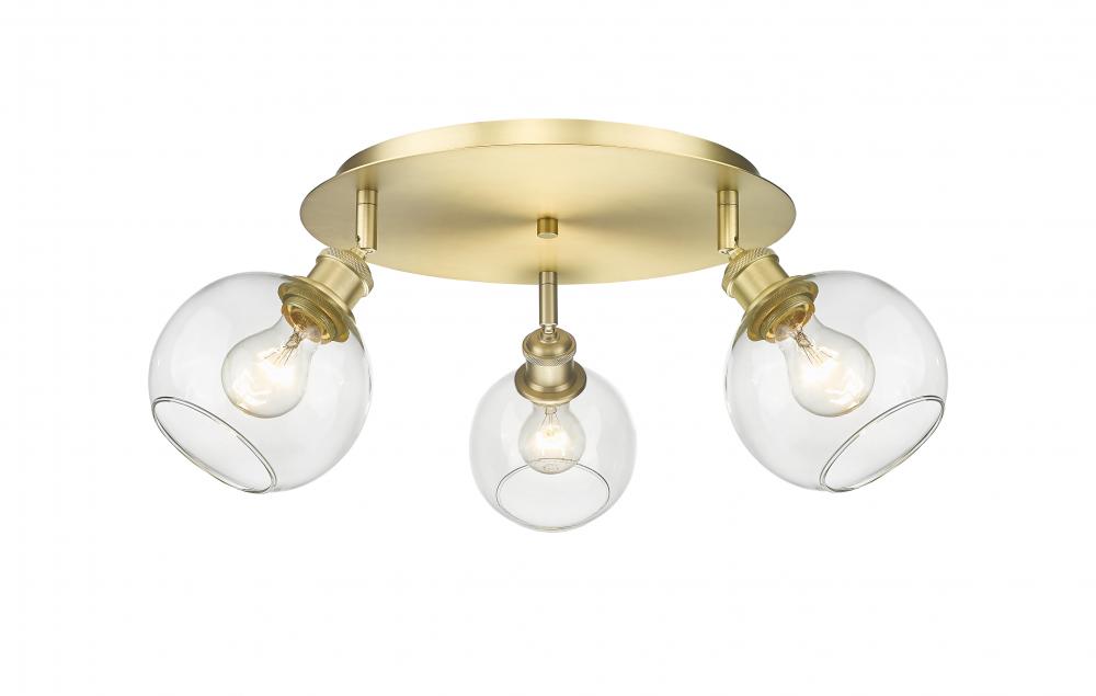 Athens - 3 Light - 18 inch - Satin Gold - Semi-Flush Mount