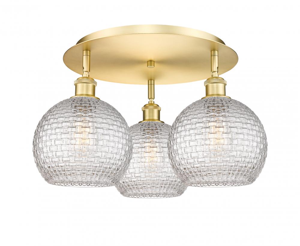 Athens - 3 Light - 20 inch - Satin Gold - Semi-Flush Mount