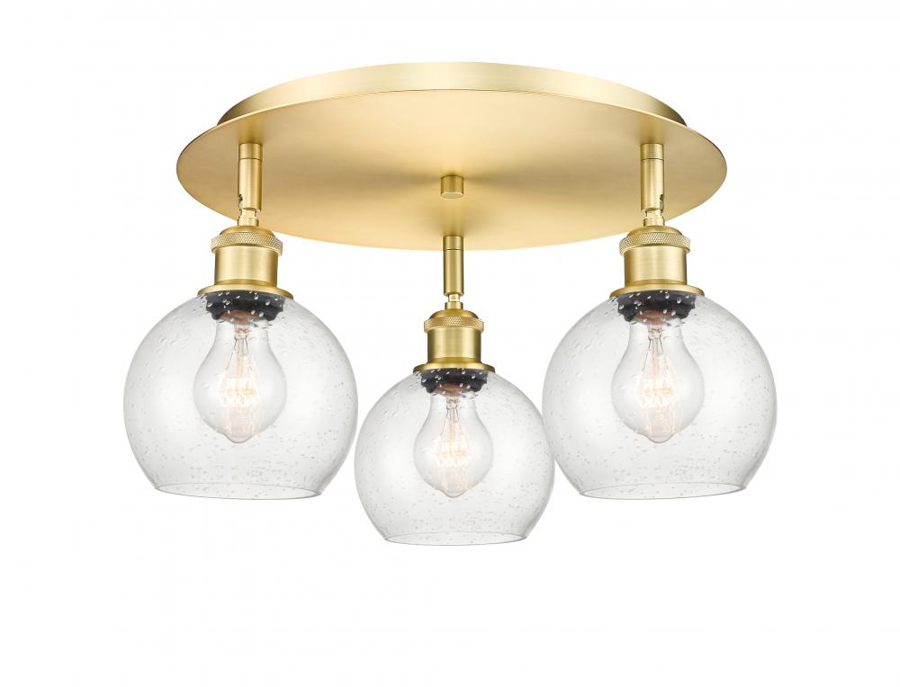 Athens - 3 Light - 18 inch - Satin Gold - Semi-Flush Mount