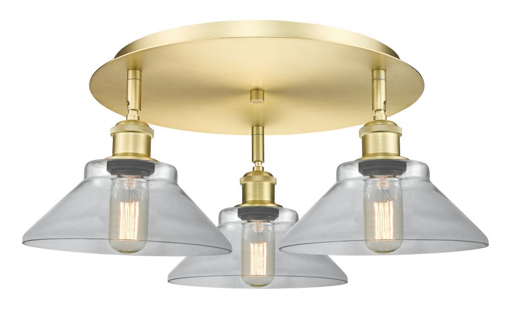 Orwell - 3 Light - 20 inch - Satin Gold - Semi-Flush Mount