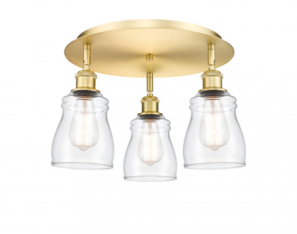 Ellery - 3 Light - 17 inch - Satin Gold - Semi-Flush Mount