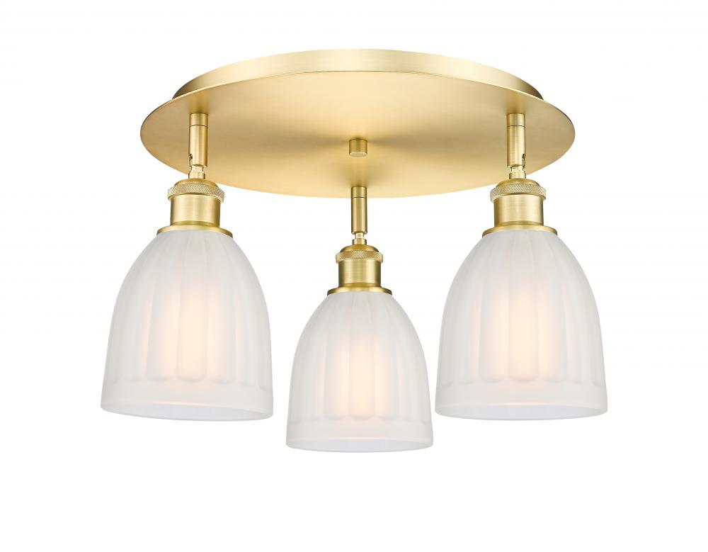Brookfield - 3 Light - 18 inch - Satin Gold - Semi-Flush Mount