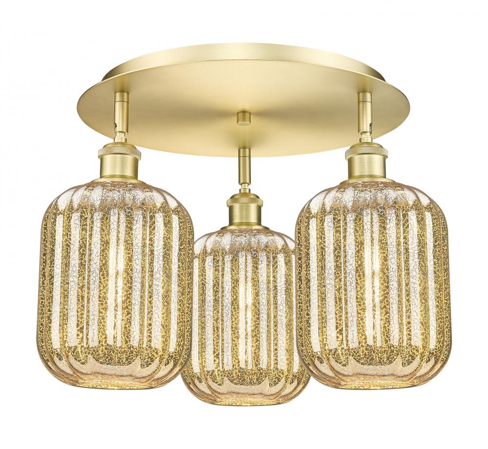 Preston Cylinder - 3 Light - 19 inch - Satin Gold - Semi-Flush Mount