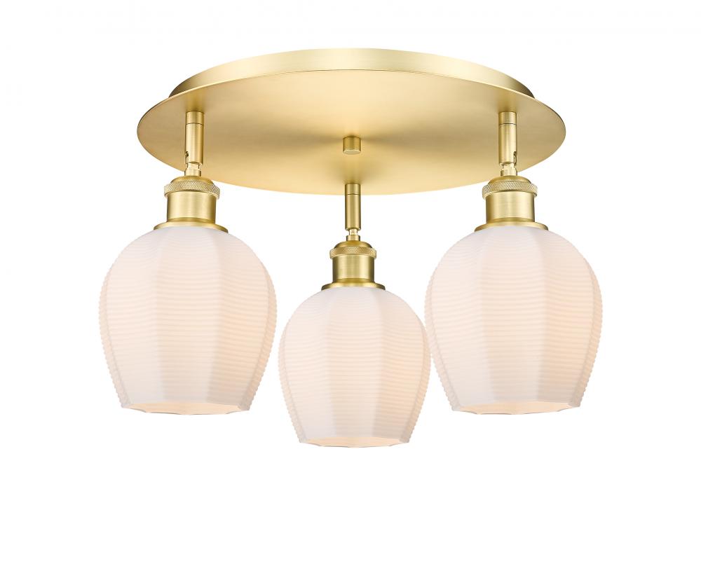 Norfolk - 3 Light - 18 inch - Satin Gold - Semi-Flush Mount