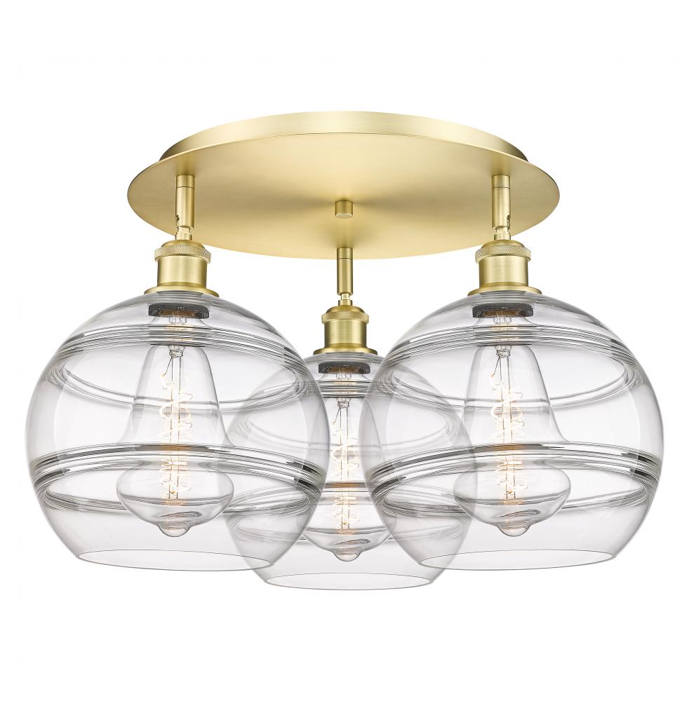 Rochester - 3 Light - 22 inch - Satin Gold - Semi-Flush Mount