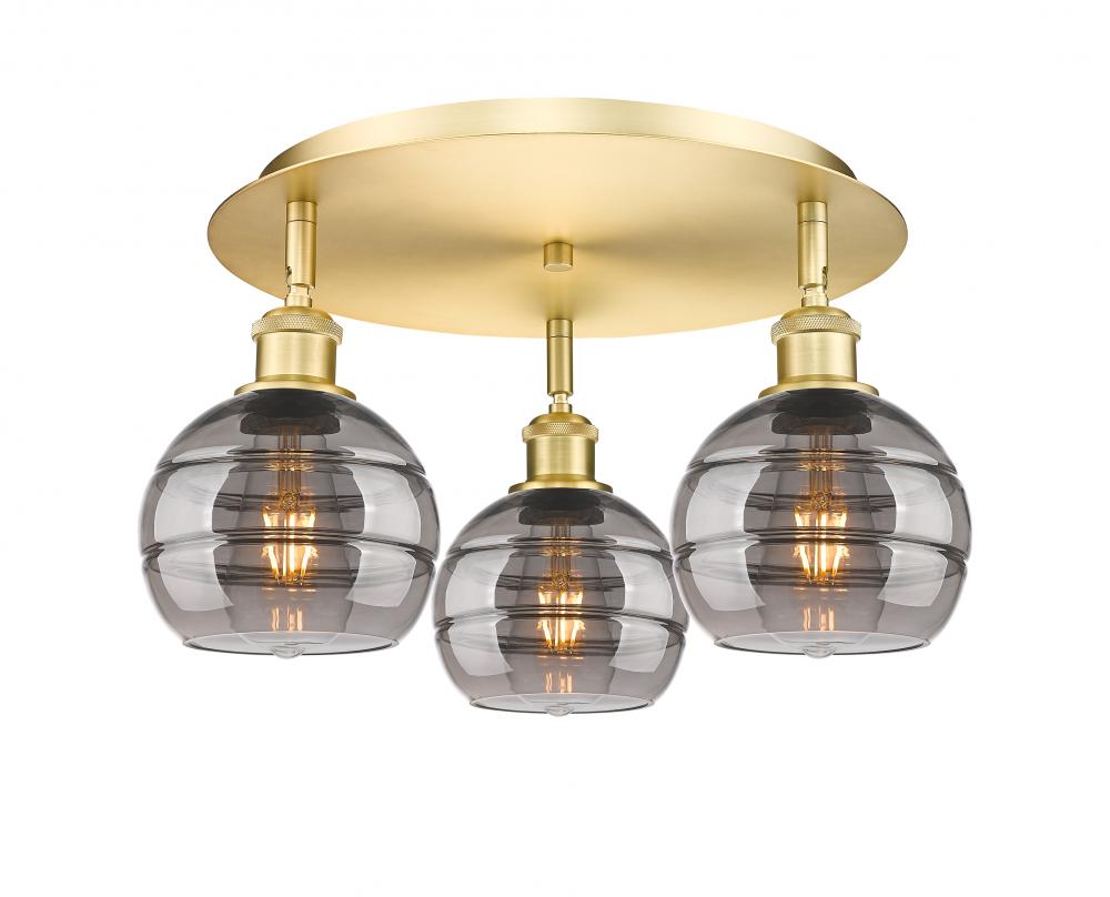 Rochester - 3 Light - 18 inch - Satin Gold - Semi-Flush Mount
