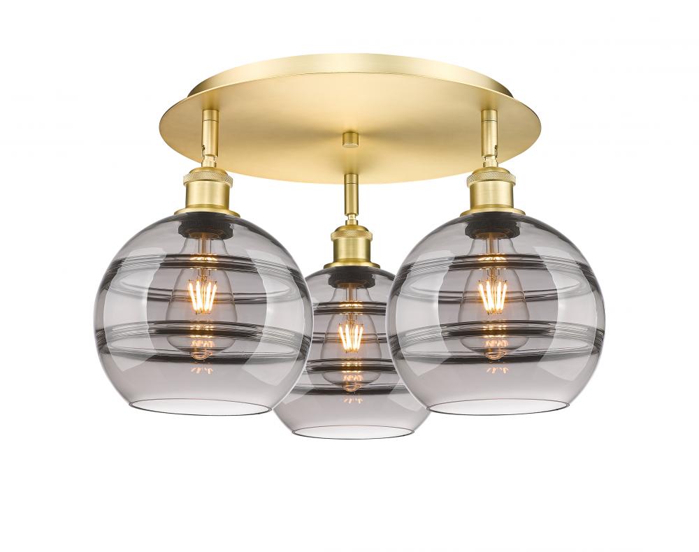 Rochester - 3 Light - 20 inch - Satin Gold - Semi-Flush Mount