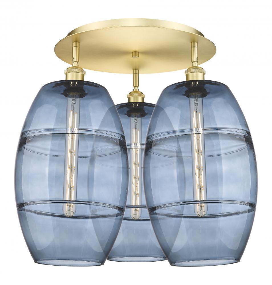 Vaz - 3 Light - 22 inch - Satin Gold - Semi-Flush Mount