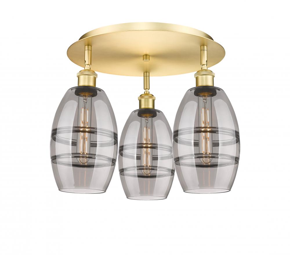 Vaz - 3 Light - 18 inch - Satin Gold - Semi-Flush Mount