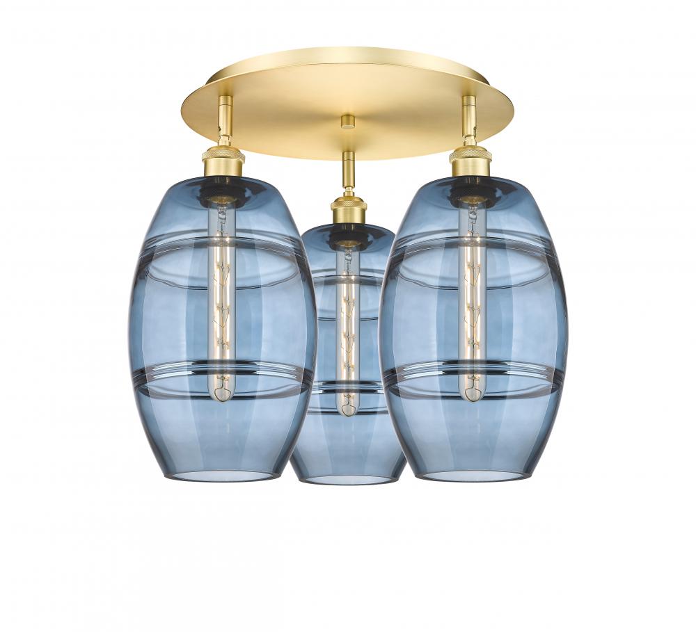 Vaz - 3 Light - 20 inch - Satin Gold - Semi-Flush Mount