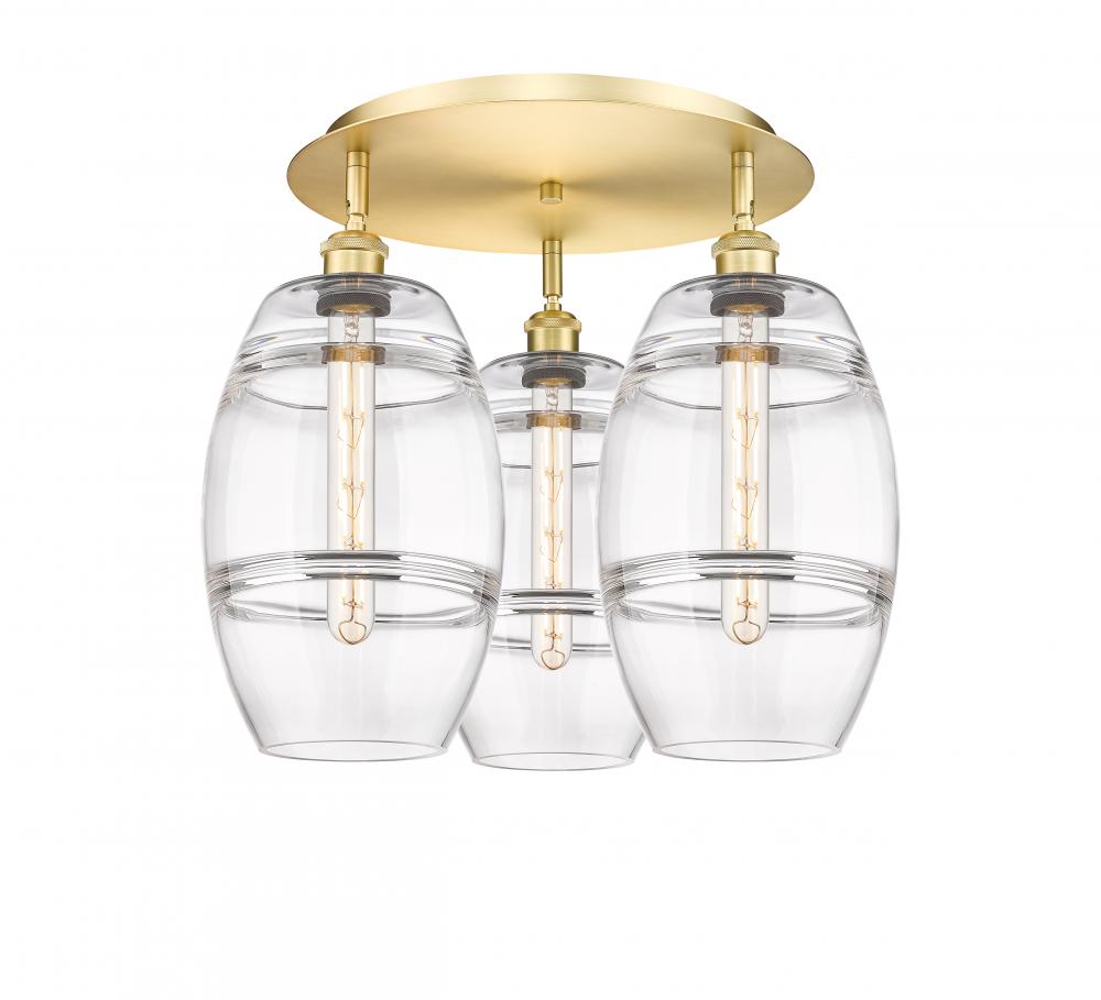 Vaz - 3 Light - 20 inch - Satin Gold - Semi-Flush Mount