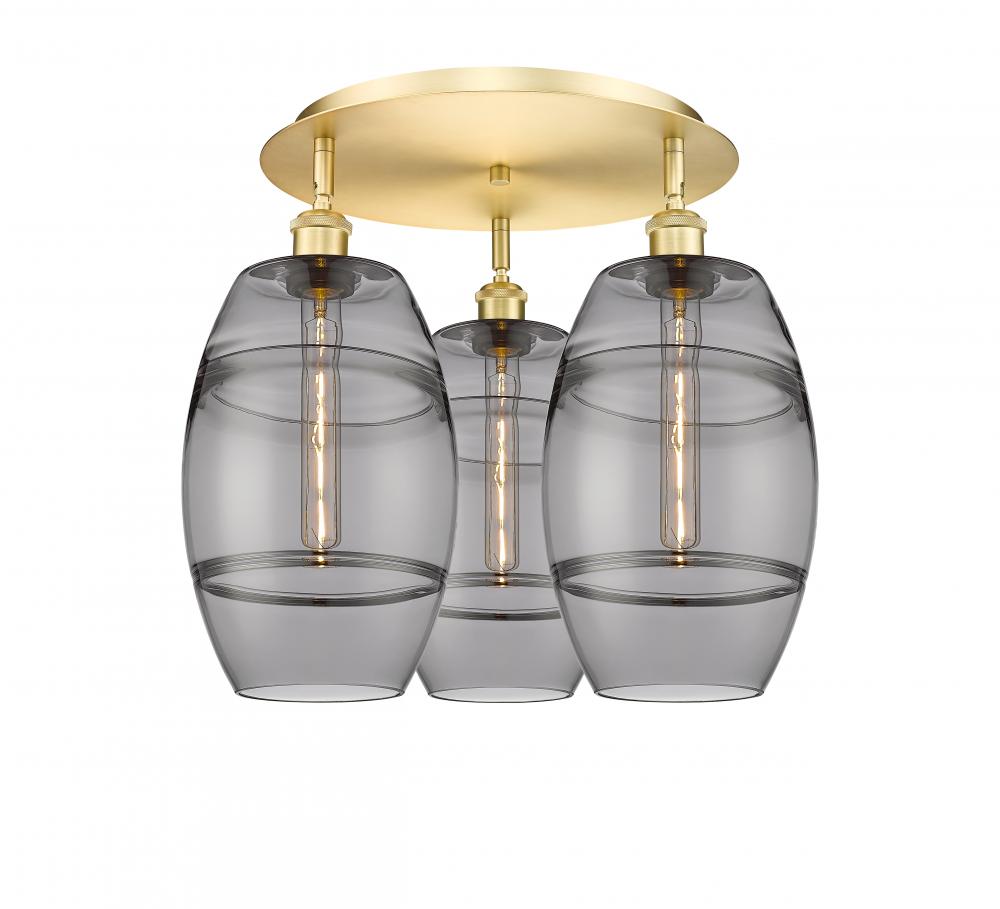 Vaz - 3 Light - 20 inch - Satin Gold - Semi-Flush Mount
