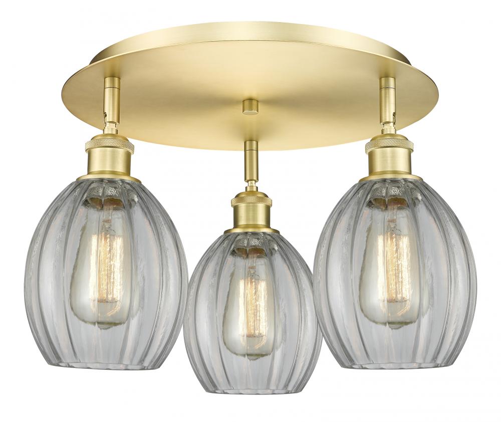 Eaton - 3 Light - 17 inch - Satin Gold - Semi-Flush Mount