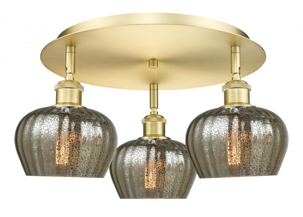 Fenton - 3 Light - 18 inch - Satin Gold - Semi-Flush Mount