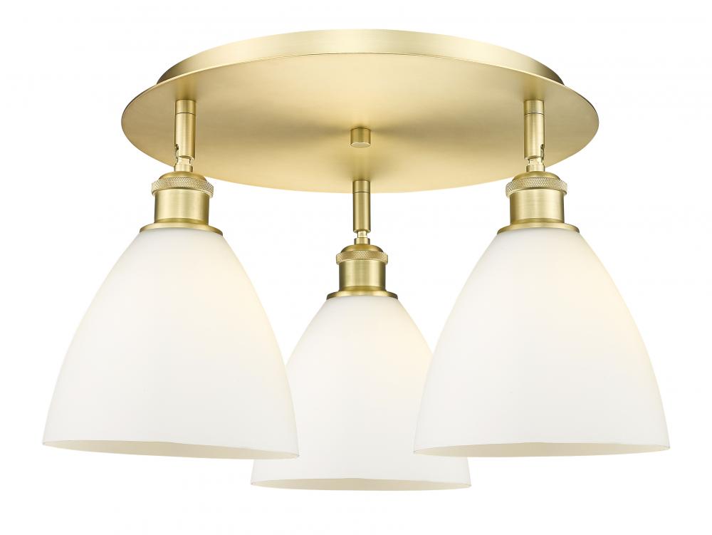 Bristol - 3 Light - 19 inch - Satin Gold - Semi-Flush Mount