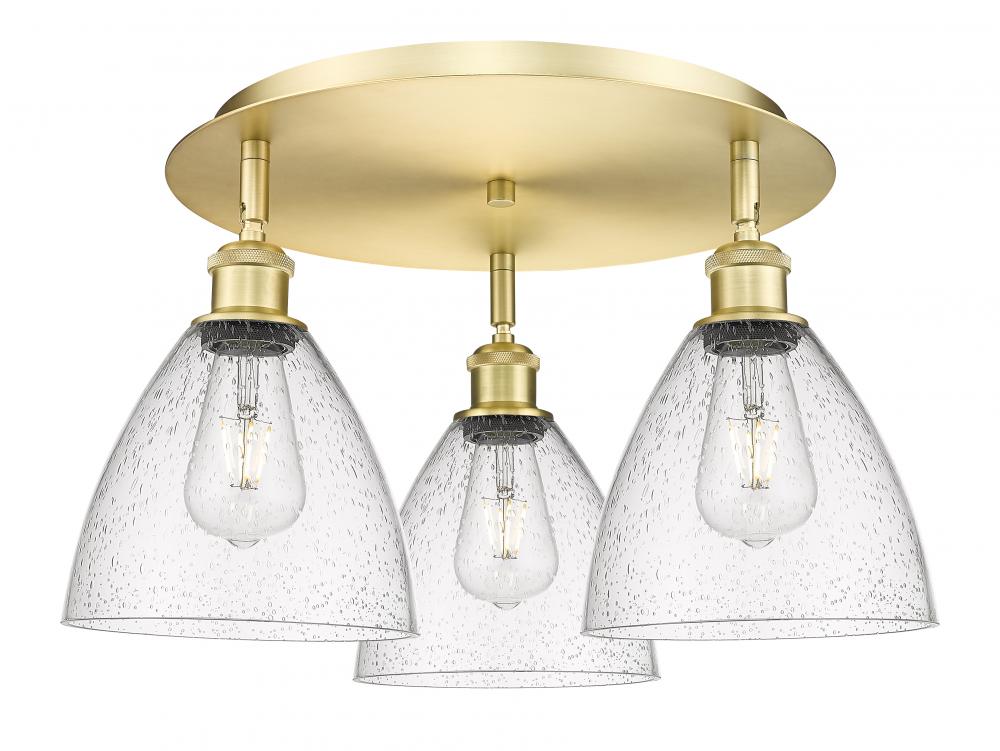 Bristol - 3 Light - 19 inch - Satin Gold - Semi-Flush Mount