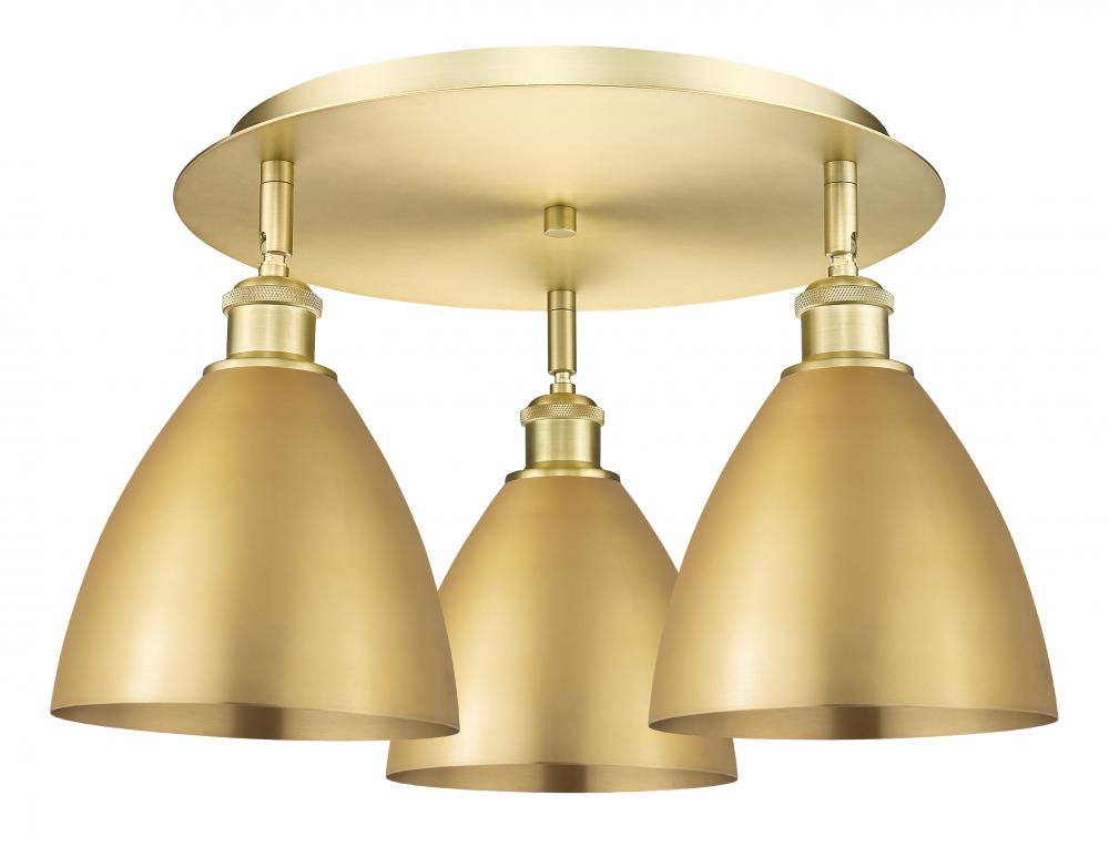 Bristol - 3 Light - 19 inch - Satin Gold - Semi-Flush Mount