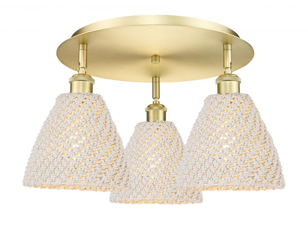 Bristol Natural - 3 Light - 6 inch - Satin Gold - Semi-Flush Mount