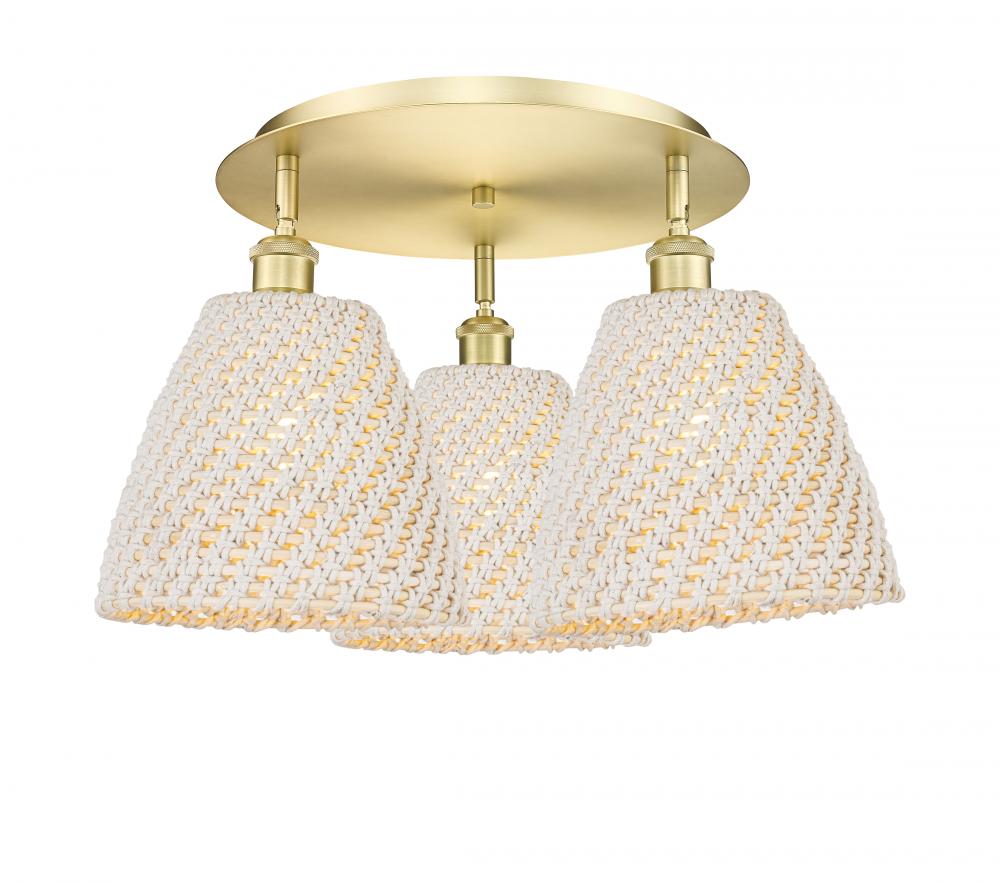 Bristol Natural - 3 Light - 21 inch - Satin Gold - Semi-Flush Mount