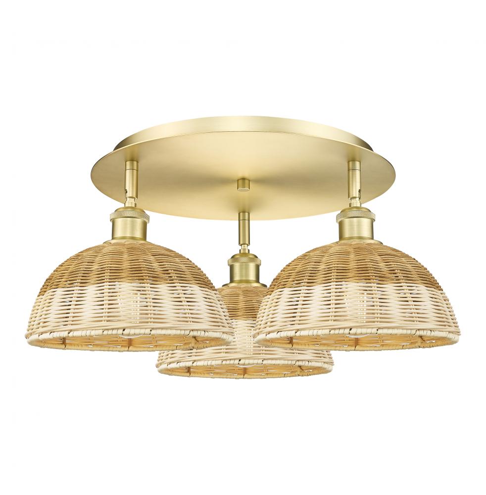 Bristol Natural II - 3 Light - 21 inch - Satin Gold - Semi-Flush Mount