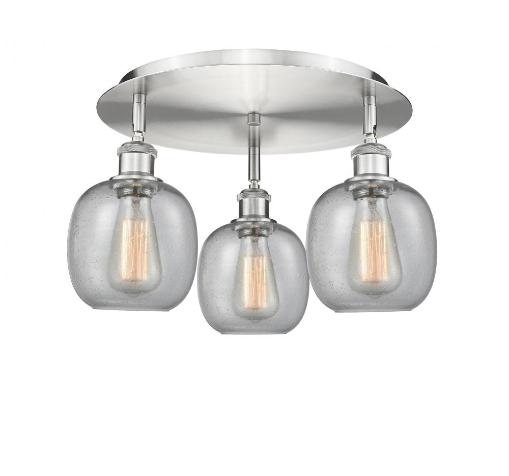 Belfast - 3 Light - 18 inch - Satin Nickel - Semi-Flush Mount
