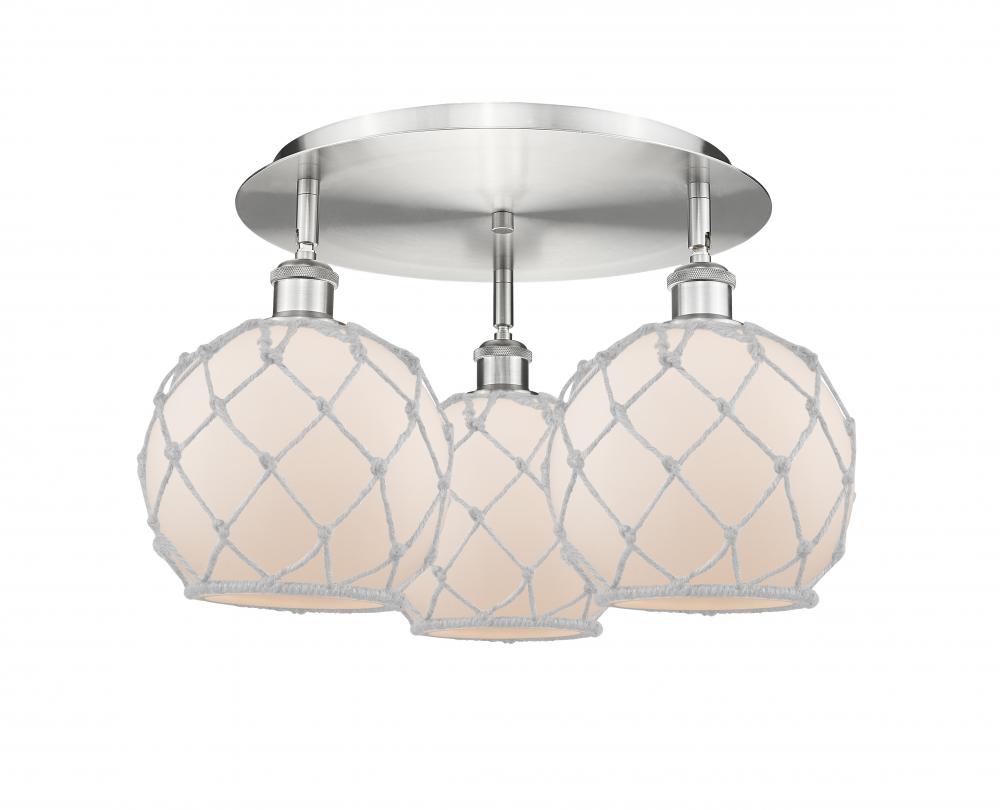 Farmhouse Rope - 3 Light - 20 inch - Satin Nickel - Semi-Flush Mount