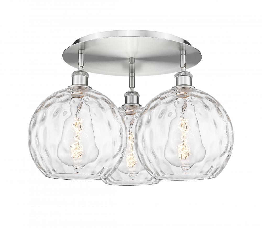 Athens Water Glass - 3 Light - 22 inch - Satin Nickel - Semi-Flush Mount