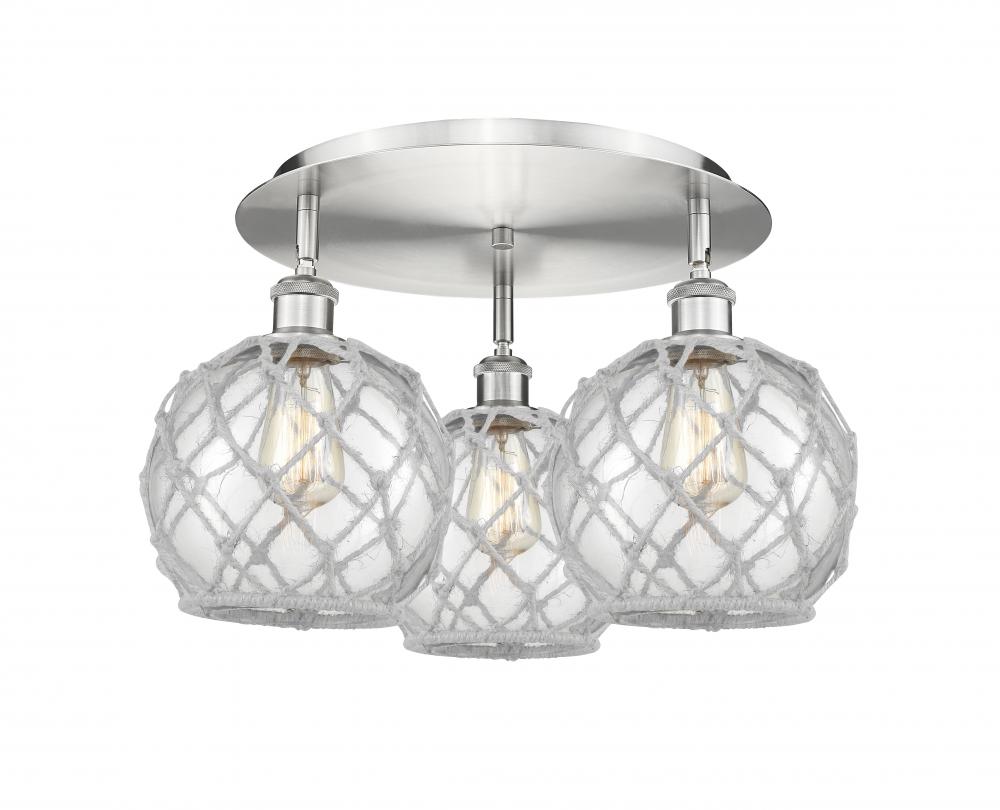 Farmhouse Rope - 3 Light - 20 inch - Satin Nickel - Semi-Flush Mount